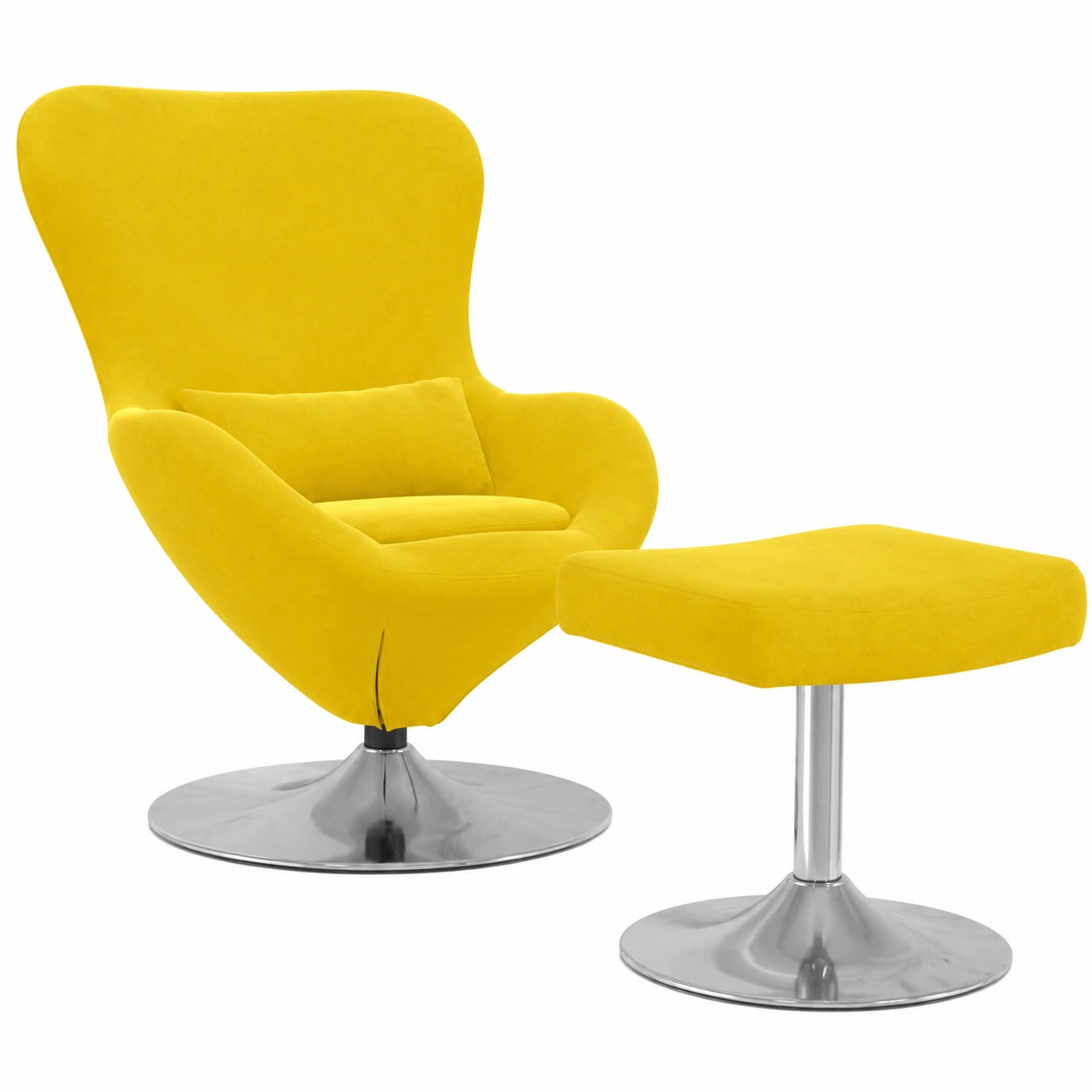 Fauteuil, en velours, pivotant, coloris jaune, pour le salon ou la chambre