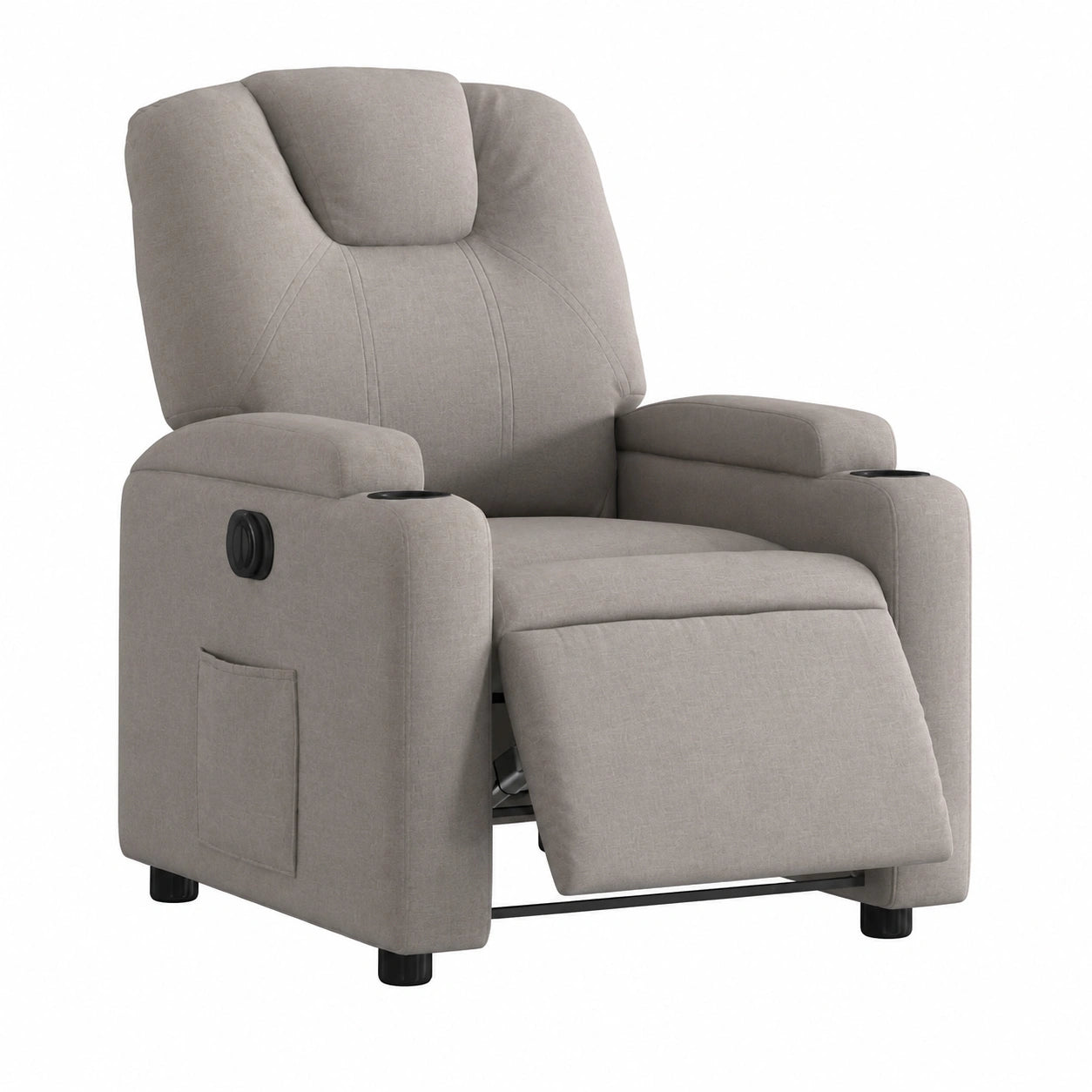 Fauteuil relax, réglable, en tissu, coloris taupe, pour le salon