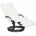 Fauteuil relax, en cuir, rembourré, coloris blanc, pour le salon