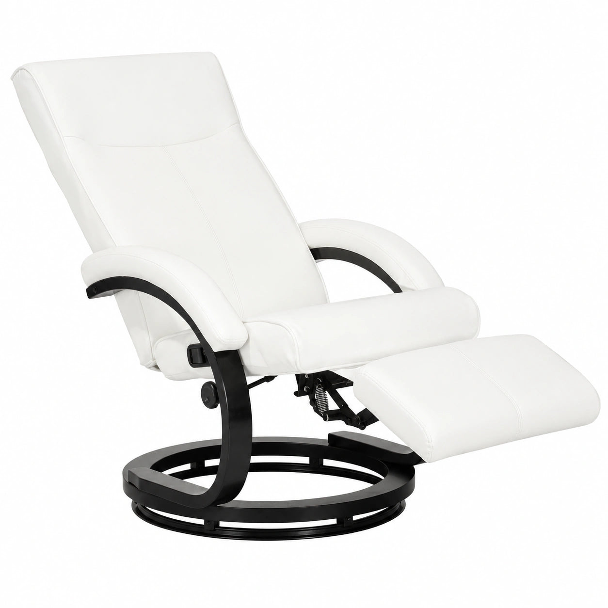 Fauteuil relax, en cuir, rembourré, coloris blanc, pour le salon