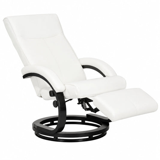 Fauteuil relax, en cuir, rembourré, coloris blanc, pour le salon