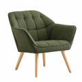 Fauteuil, en lin, rembourré, coloris vert, pour le salon ou la chambre