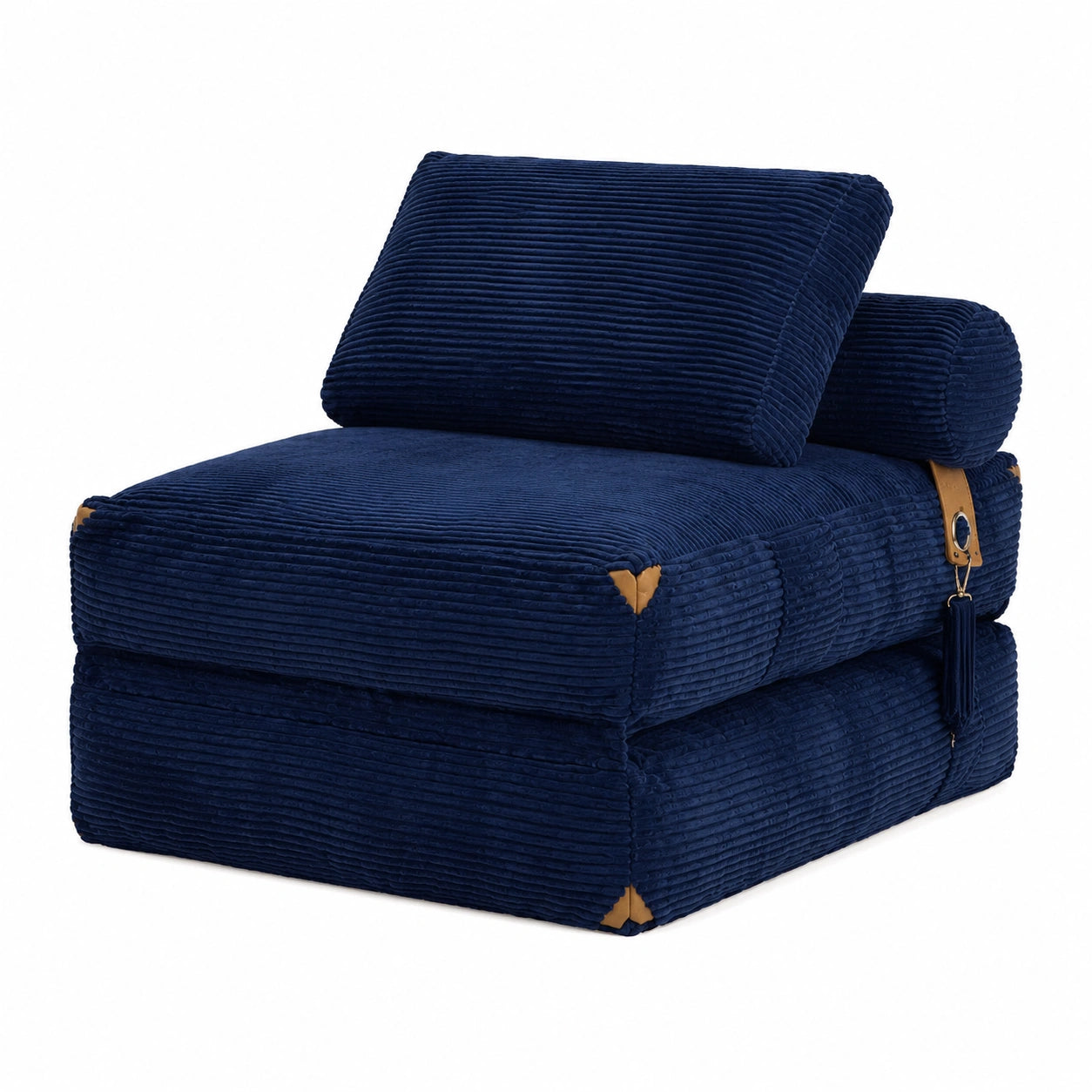 Canapé convertible, pliable, rembourré, coloris bleu, 1 place, 190 x 85 cm, pour le salon ou la chambre d’amis