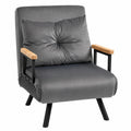 Canapé convertible, 1 place, réglable, rembourré, en velours et tissu, coloris gris, pour le salon ou la chambre d’amis