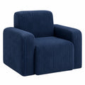 Fauteuil, en velours côtelé, coloris bleu, pour le salon ou la chambre
