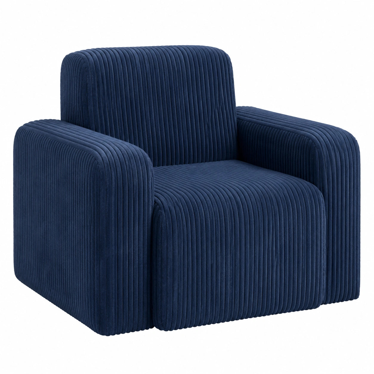 Fauteuil, en velours côtelé, coloris bleu, pour le salon ou la chambre