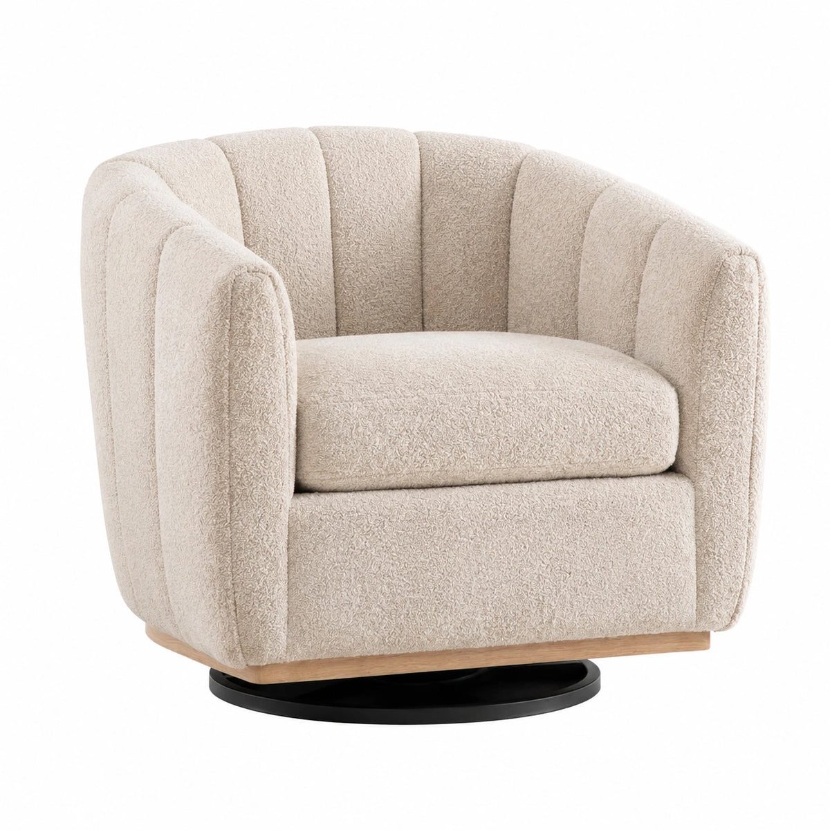 Fauteuil, pivotant, en métal, coloris beige, pour le salon ou la chambre