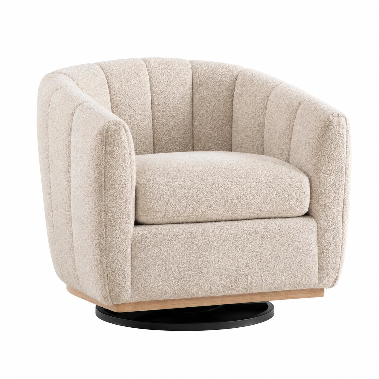 Fauteuil, pivotant, en métal, coloris beige, pour le salon ou la chambre