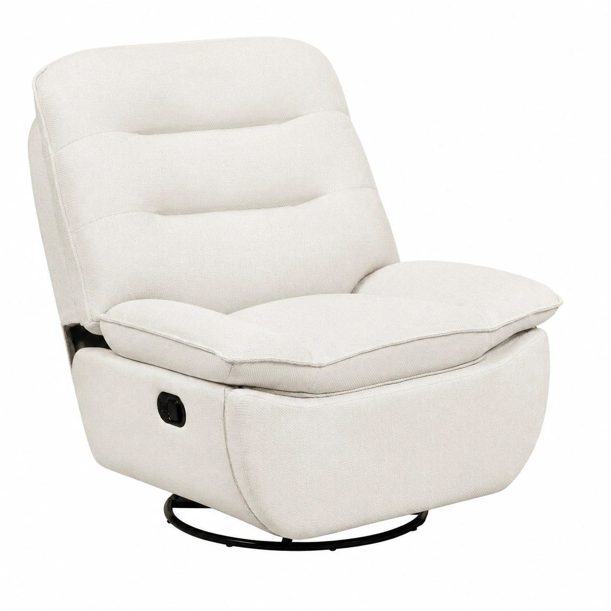Fauteuil relax, pliable, pivotant, avec rangement, en lin et tissu, coloris beige, pour le salon