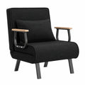 Canapé convertible, en métal et lin, réglable, coloris noir, pour le salon ou la chambre d’amis