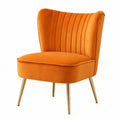 Fauteuil, en velours, coloris orange et doré, pour le salon ou la chambre