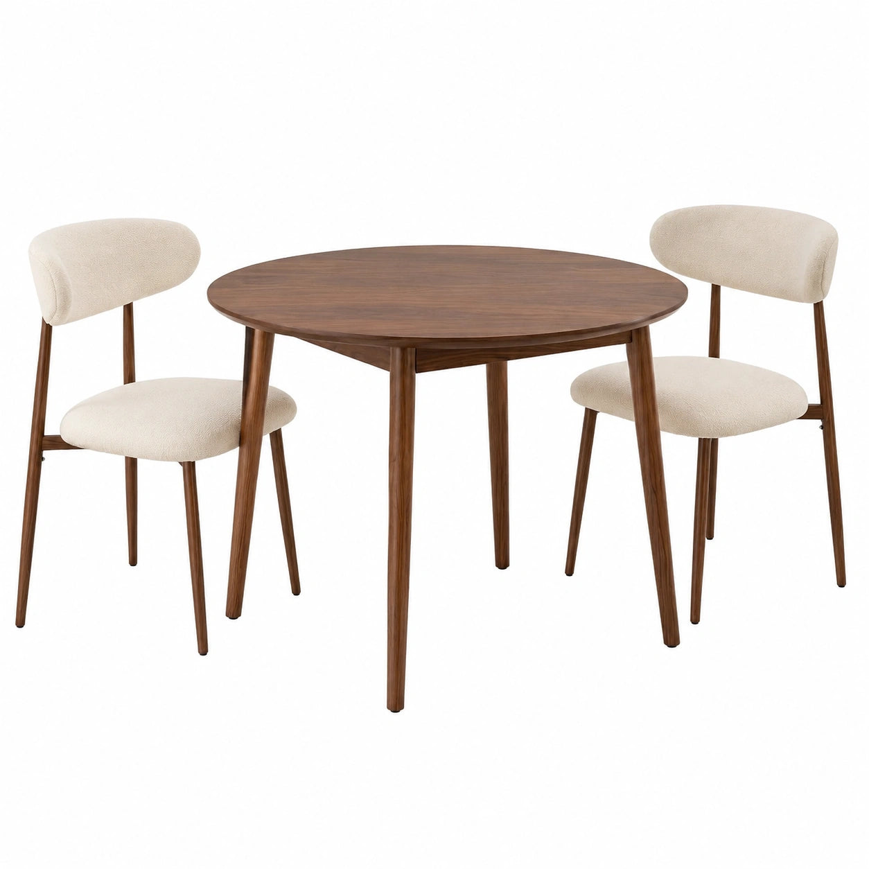 Fauteuil, en noyer et métal, rembourré, coloris beige, pour le salon ou la chambre