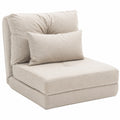 Lit, en lin et tissu, convertible, réglable, coloris beige, 1 place, pour la chambre