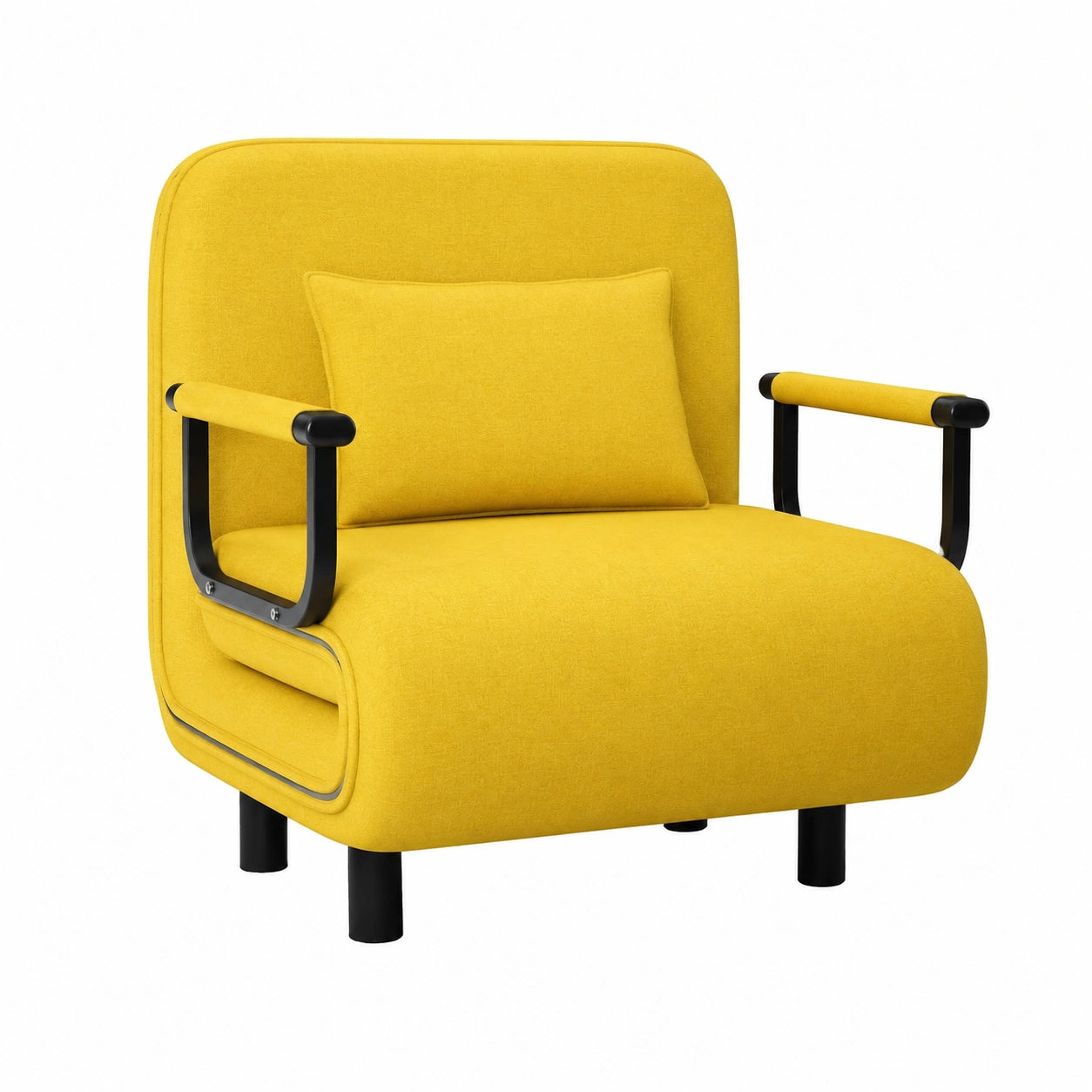 Canapé convertible, réglable, coloris jaune, 1 place, pour le salon ou la chambre d’amis