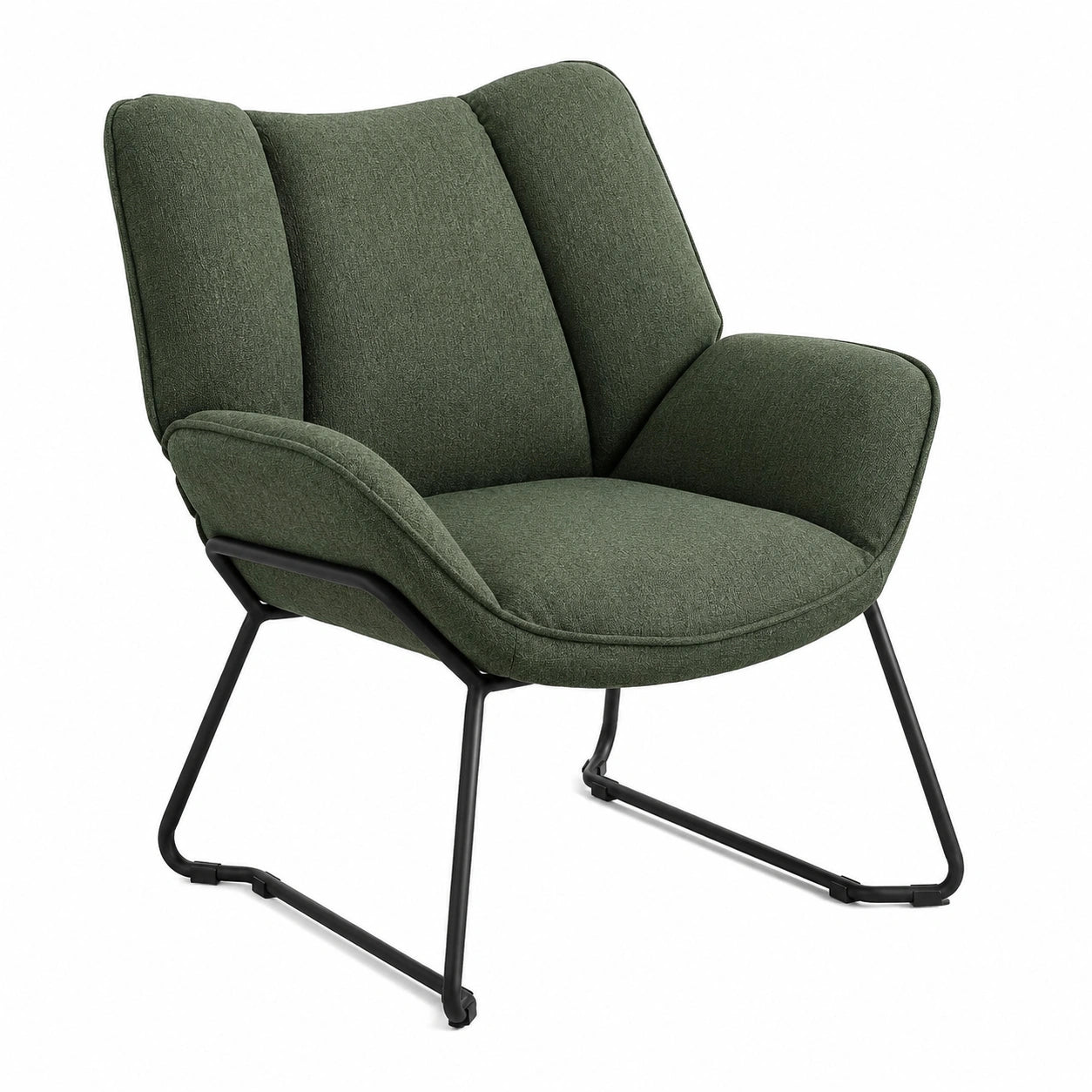 Fauteuil, en lin, coloris vert, pour le salon ou la chambre
