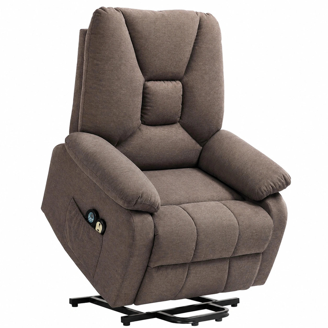 Fauteuil, en lin, coloris marron, pour le salon ou la chambre