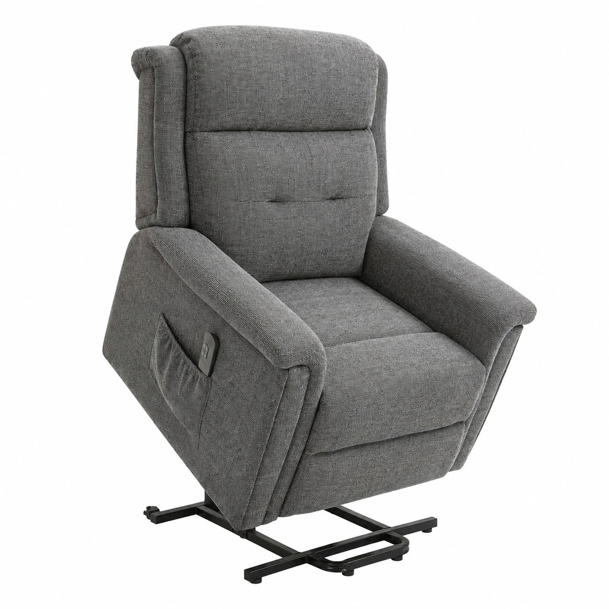 Fauteuil relax, en lin et tissu, coloris gris, pour le salon