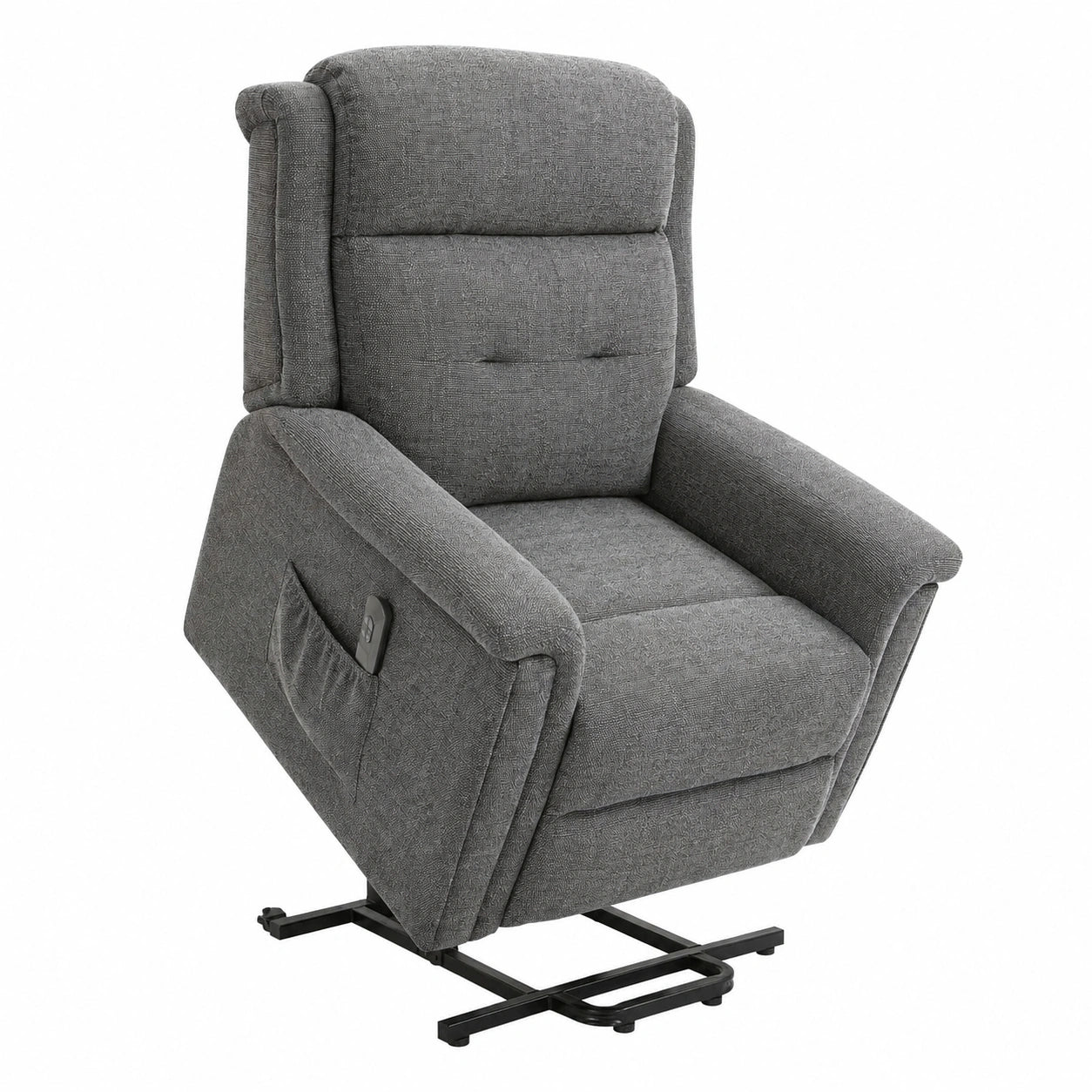 Fauteuil relax, en lin et tissu, coloris gris, pour le salon