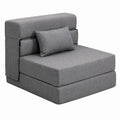 Lit, en lin, convertible, pliable, coloris gris, 1 place, pour la chambre
